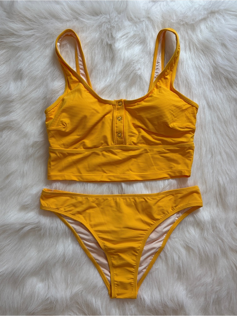 NEW Cupshe Yellow Tankini Bikini Set Size Large